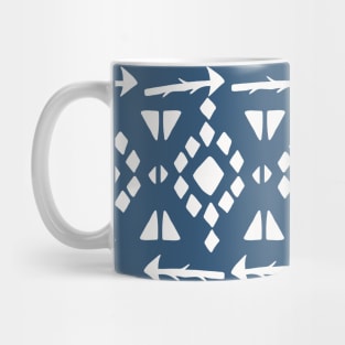 Boho Mud Cloth Pattern On Blue Mug